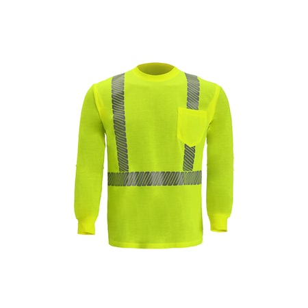 High Viz Long Sleeve Jersey T Shirt, 3X-Large, Lime, Class 2